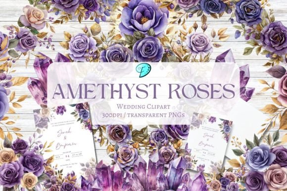 Amethyst Roses Wedding Clipart Floral: Your Design Toolkit