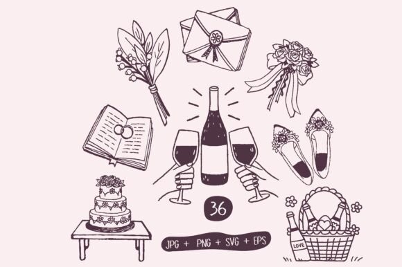 Elegant Minimalist Wedding Icons for Modern Design