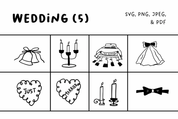 Elegant Wedding Illustrations Set5: A Hand-Drawn Design Asset