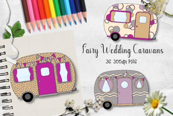 Fairy Wedding Caravans CU Clipart: Enchanting Designs for Your Projects