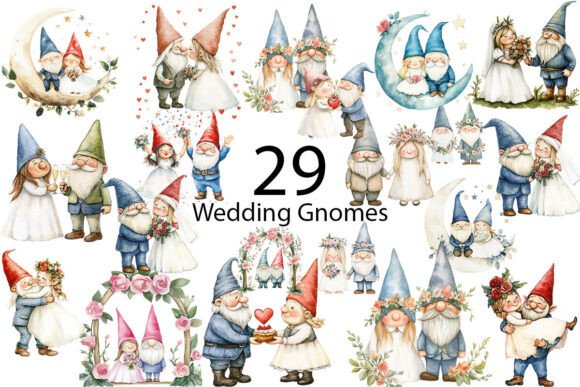 Wedding Gnomes Sublimation Clipart: A Whimsical Design Asset