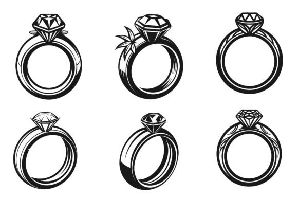 Wedding Rings Vector Illustration Set for Designers