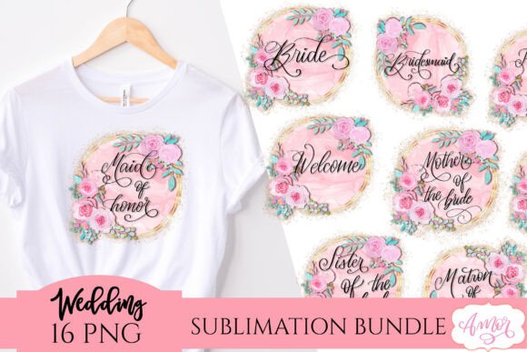 Wedding Sublimation Designs BUNDLE PNG: Hand-Lettered Elegance